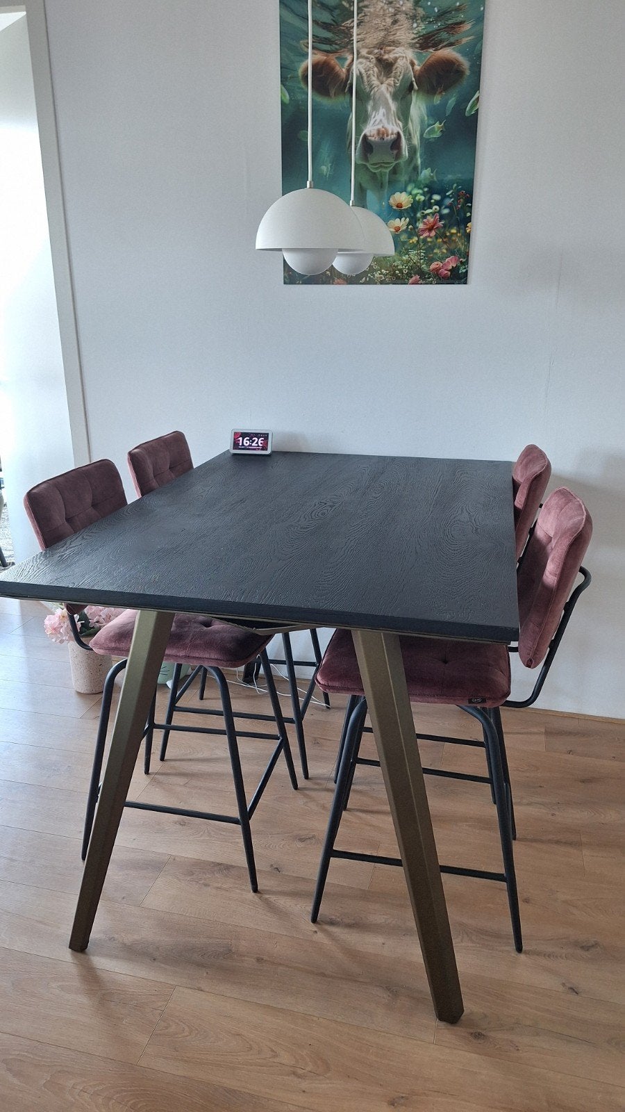 Middelhoge tafel Henders & Hazel CITY met 4 barkrukken, Ophalen, 200 cm of meer, 50 tot 100 cm, Zo goed als nieuw
