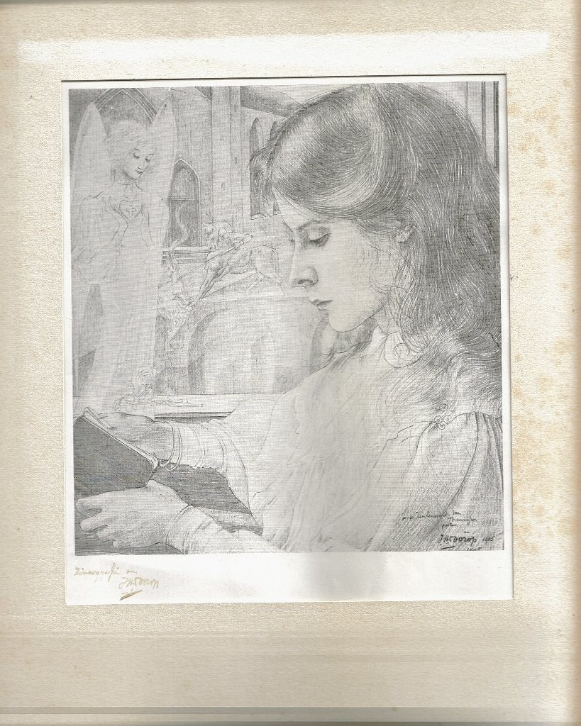 Jan Toorop zincografie "Kind met t Heilige Hart" 1905 gesign, Ophalen, Portret en Figuren, Lithografie, Gesigneerd