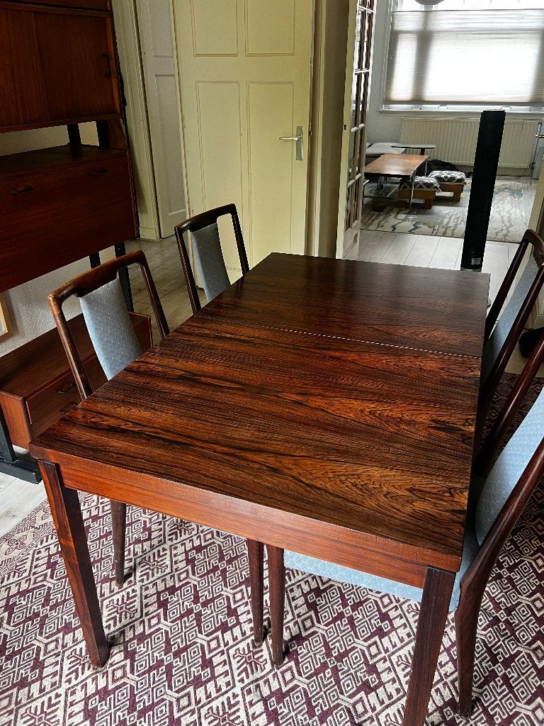 Vintage palissander eettafel – jaren '60/'70 – uitschuifbaar, Huis en Inrichting, Tafels | Eettafels, Ophalen, Mid Century Modern, Vintage