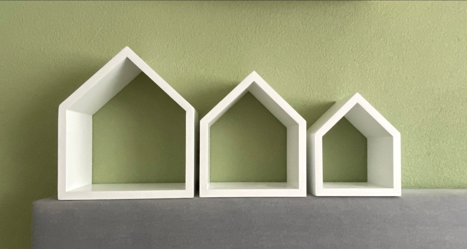 Set van 3 Witte Huisjes Decoratie Wandplankjes, Ophalen, Hout, Zo goed als nieuw, Modern