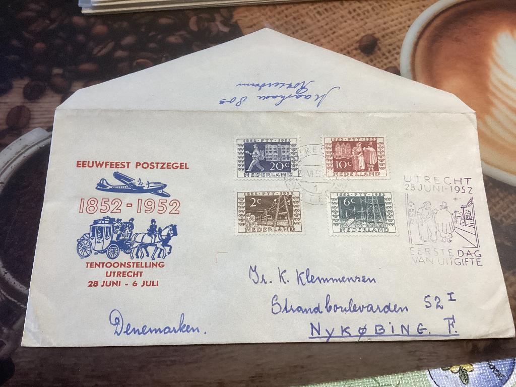 No1300 E10 met zegels nummers 592 tm 595 Heb van Nederland, Postzegels en Munten, Postzegels | Eerstedagenveloppen, Ophalen, Onbeschreven