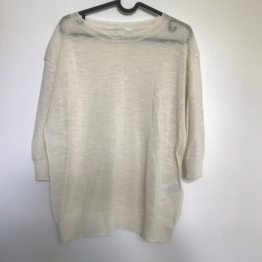 Yaya linnen katoen mix semi transparant truitje creme maat S, Kleding | Dames, Verzenden, Zo goed als nieuw, Maat 38/40 (M), Beige