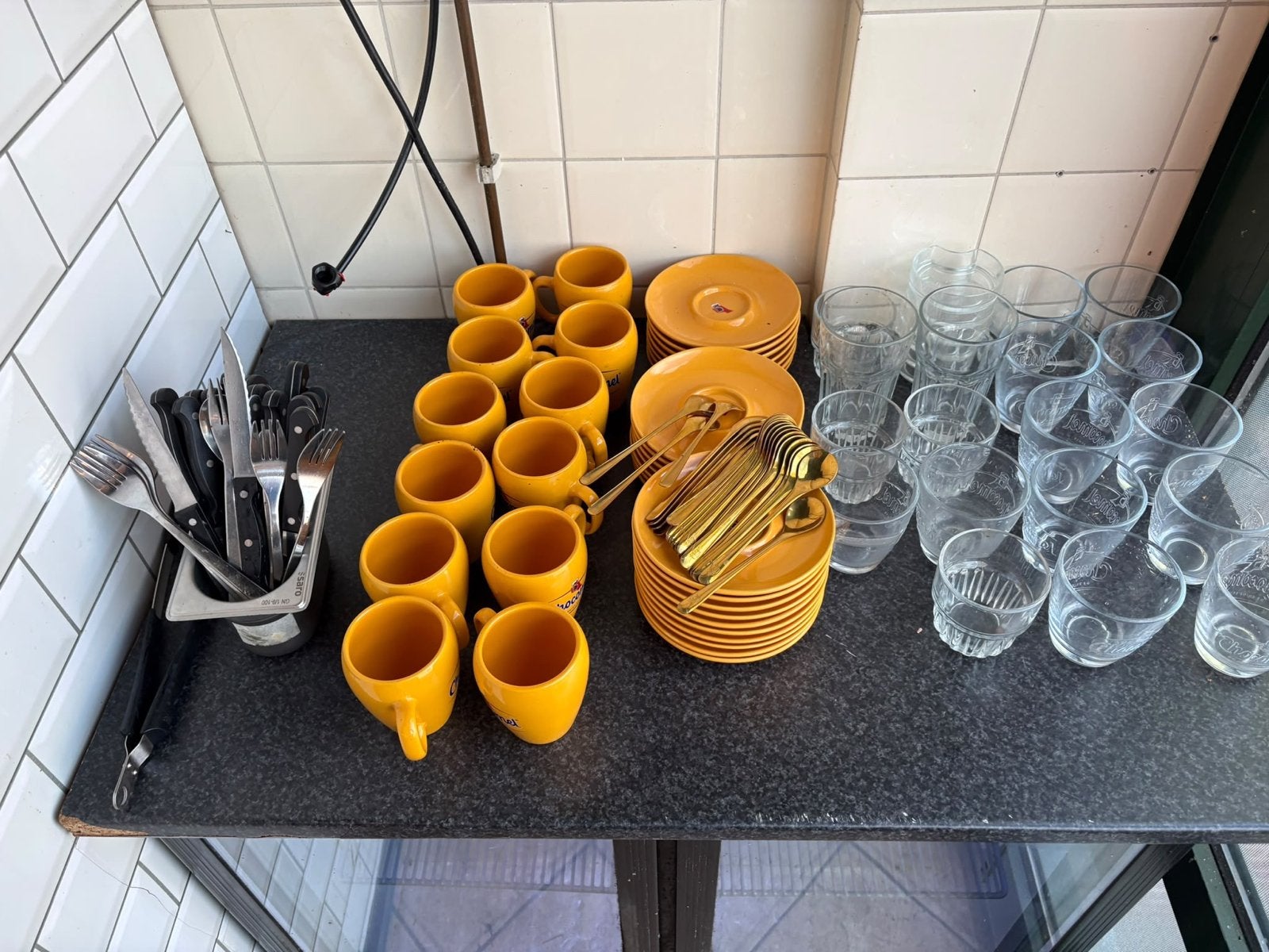 Glazen en bestek, deels nieuw, deels gebruikt, Ophalen, Glas of Glazen, Overige merken, Nieuw