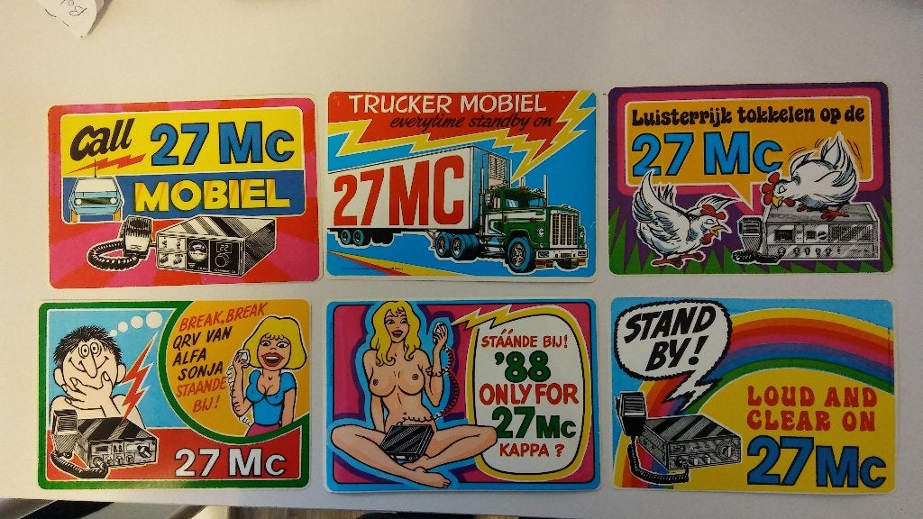 27MC-Band 27 MC aqua mobiel radio piraat sticker stickers, Ophalen of Verzenden, Zo goed als nieuw, Strip of Tekenfilm