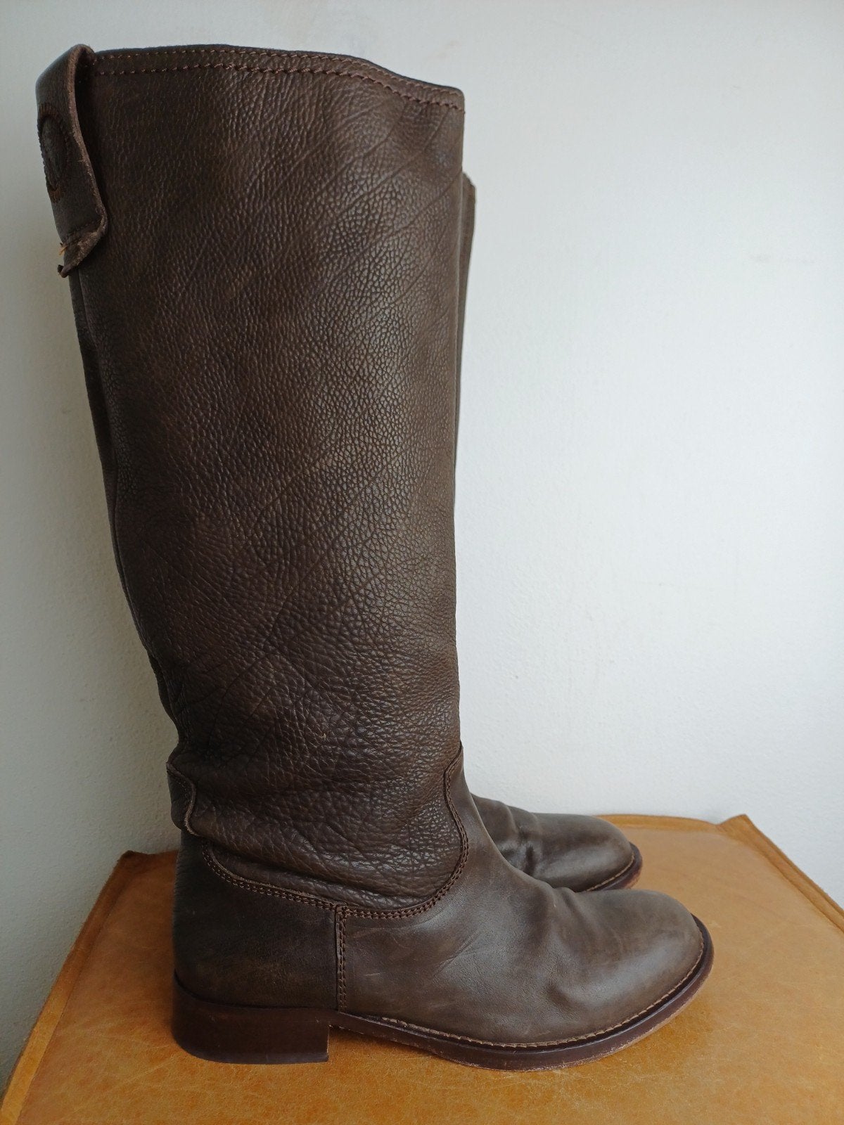 Vintage bruine lange laarzen Fred de la Bretoniere 39, Ophalen of Verzenden, Gedragen, Bruin, Hoge laarzen