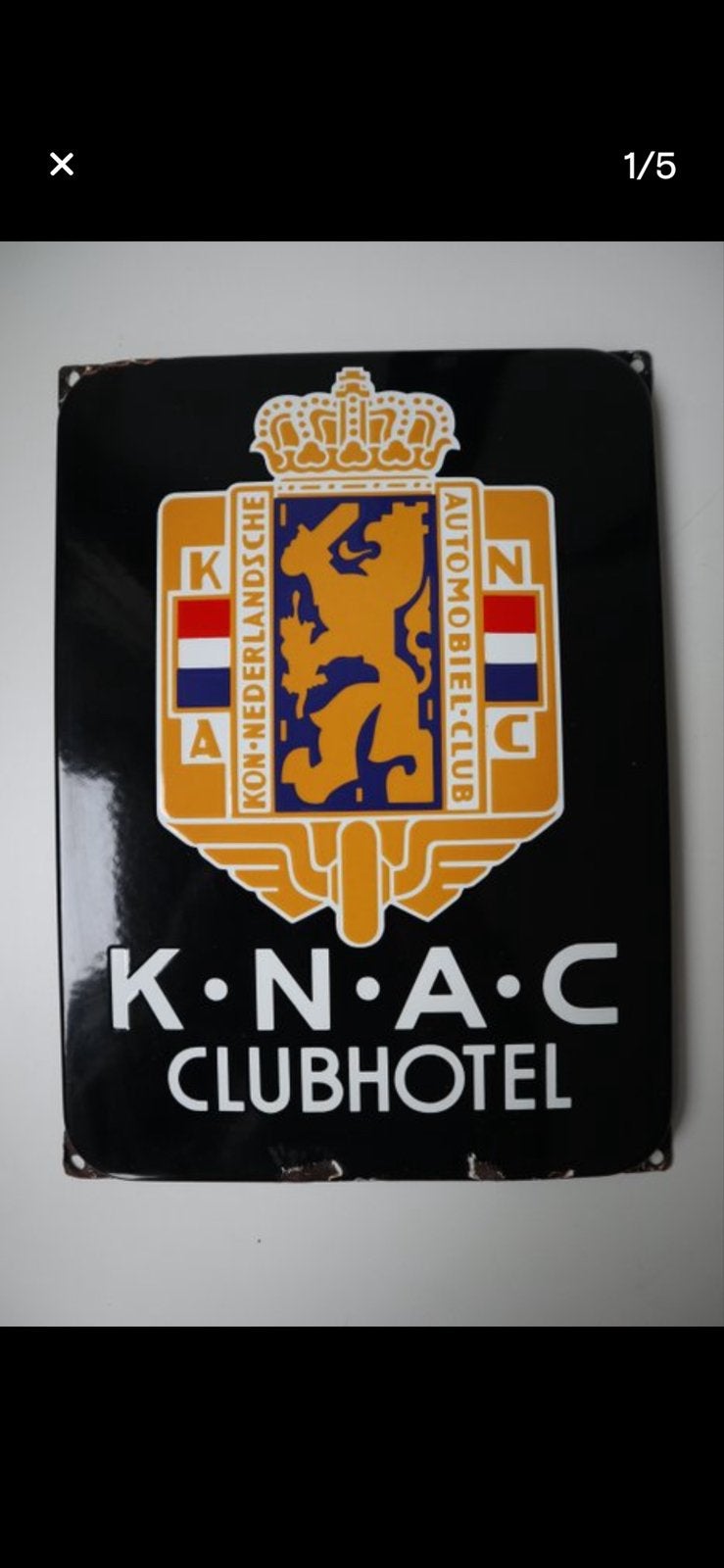 Vintage K.N.A.C. Clubhotel Emaille Reclamebord, Ophalen