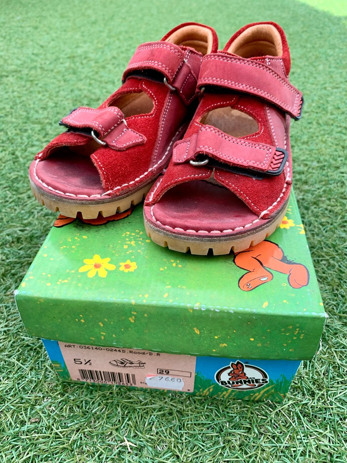 TE KOOP: rode leren sandalen maat 29 Bunnies ZGAN, Jongen of Meisje, Overige typen, Ophalen of Verzenden, Zo goed als nieuw