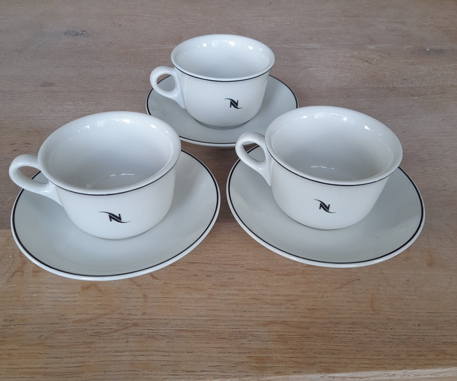 Cappuccino koffie kopjes Nespresso drie sets samen voor, Ophalen, Gebruikt, Overige merken, Klassiek