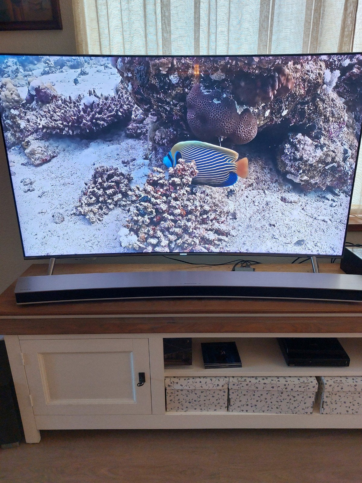 Samsung Curved 55 inch TV met Soundbar HW-J7501R, Ophalen, LED, 50 Hz, Zo goed als nieuw