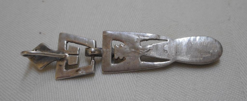 Zilveren Art Deco hanger met onyx en markasiet nr.705, Verzenden, Zilver, Hanger