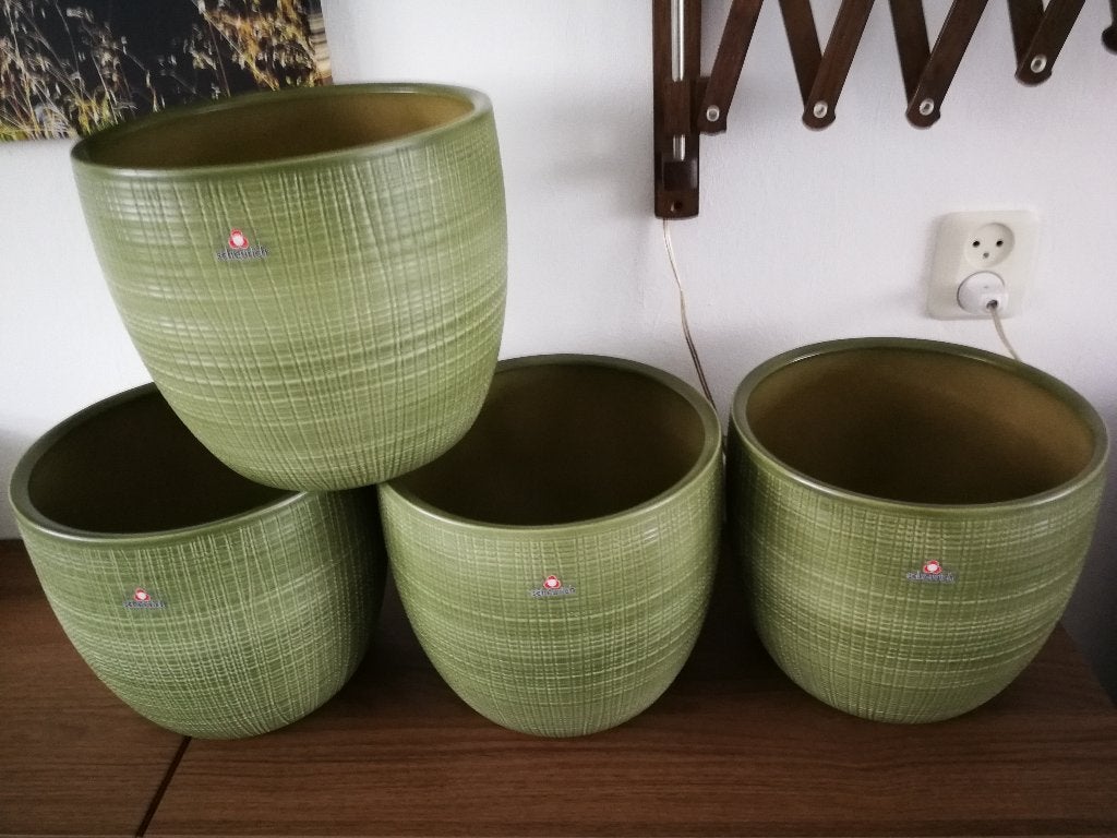 Scheurich made in Germany 4 bloem/overpotten., Tuin en Terras, Bloempotten, Rond, Nieuw, Minder dan 40 cm, Aardewerk