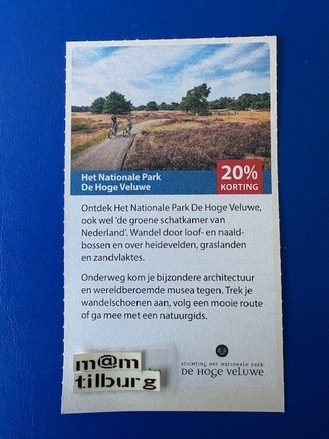 Het Nationale Park De Hoge Veluwe 20% korting tot 1-7-2027, Drie personen of meer, Kortingsbon, Overige typen