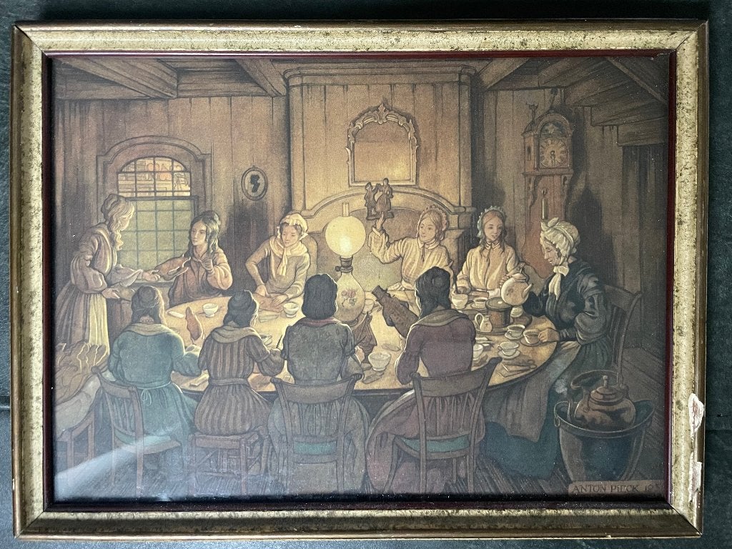 Vier mooie prenten van Anton Pieck, Gelezen, Verzenden, Anton Pieck, Schilder- en Tekenkunst