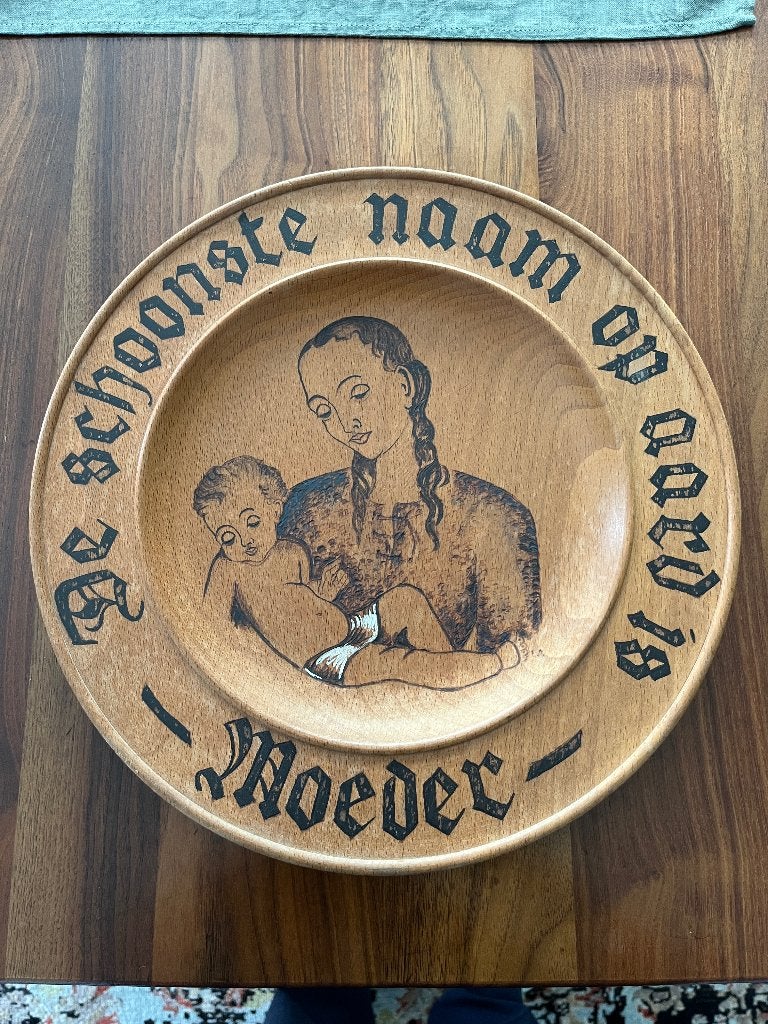 Vintage houten wandbord: De schoonste naam op aard is Moeder, Ophalen of Verzenden