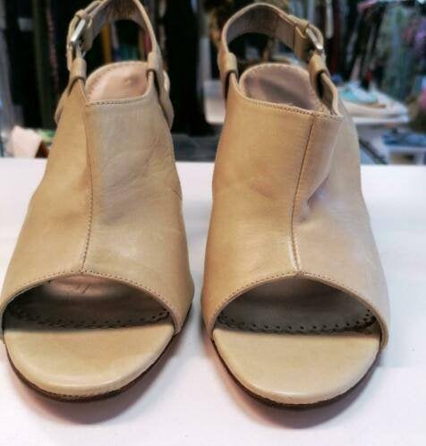Lodi leren sandaaltjes peeptoe pumps mt36 hak 10.5 nr 35258, Pumps, ., Beige, Ophalen of Verzenden