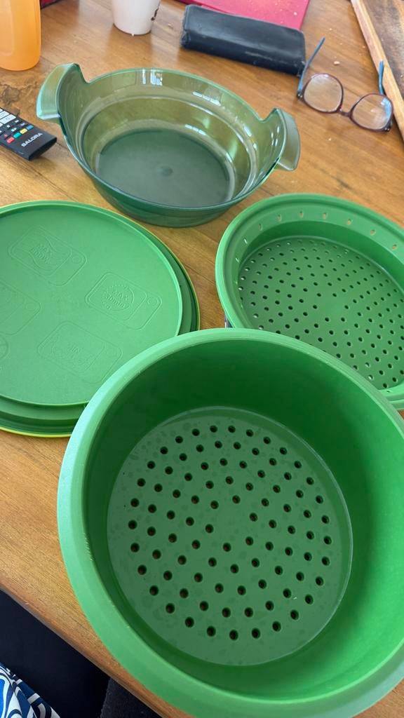 Tupperware MicroGourmet Set - Stoomkoker voor Magnetron, Huis en Inrichting, Keuken | Tupperware, Ophalen, Gebruikt, Groen, Overige typen