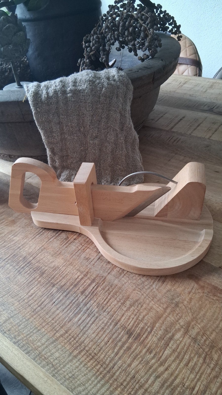 Houten Worst Guillotine - Snijplank voor Worst en Salami, Hout, Snij-/serveerplank, Ophalen of Verzenden, Zo goed als nieuw