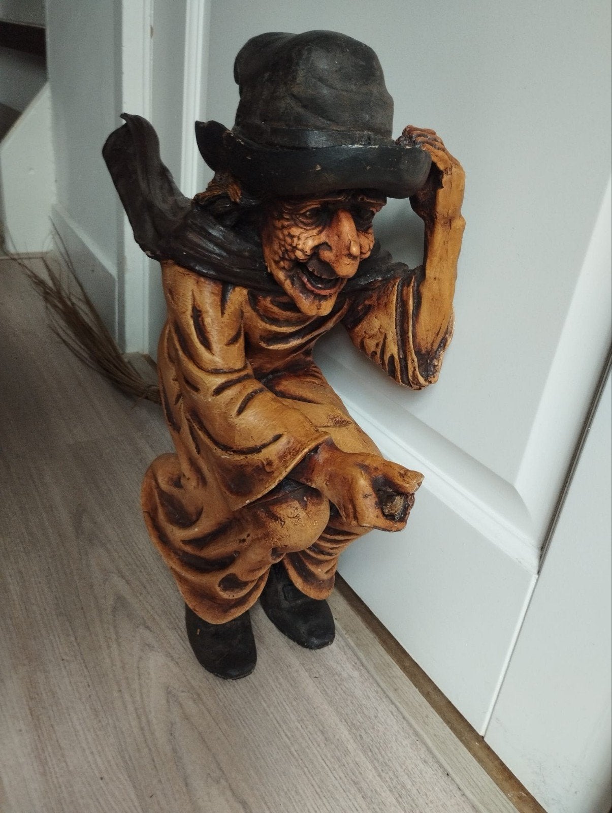 Heks op bezem decoratie - Halloween/Griezelig, Ophalen of Verzenden, Gebruikt
