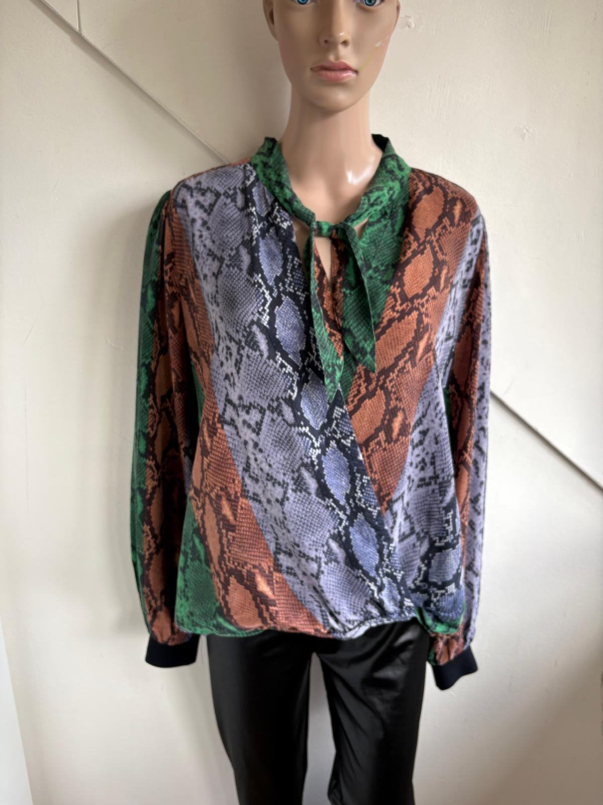 Summum blouse top cupro maat 44 lila groen bruin, Ophalen of Verzenden, Zo goed als nieuw, Maat 42/44 (L), Paars