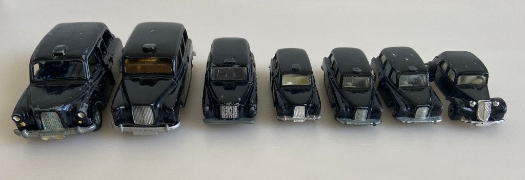Vintage Engelse Taxi Cab Corgi Matchbox Budgie Dinky Toy, Ophalen of Verzenden, Gebruikt, Auto