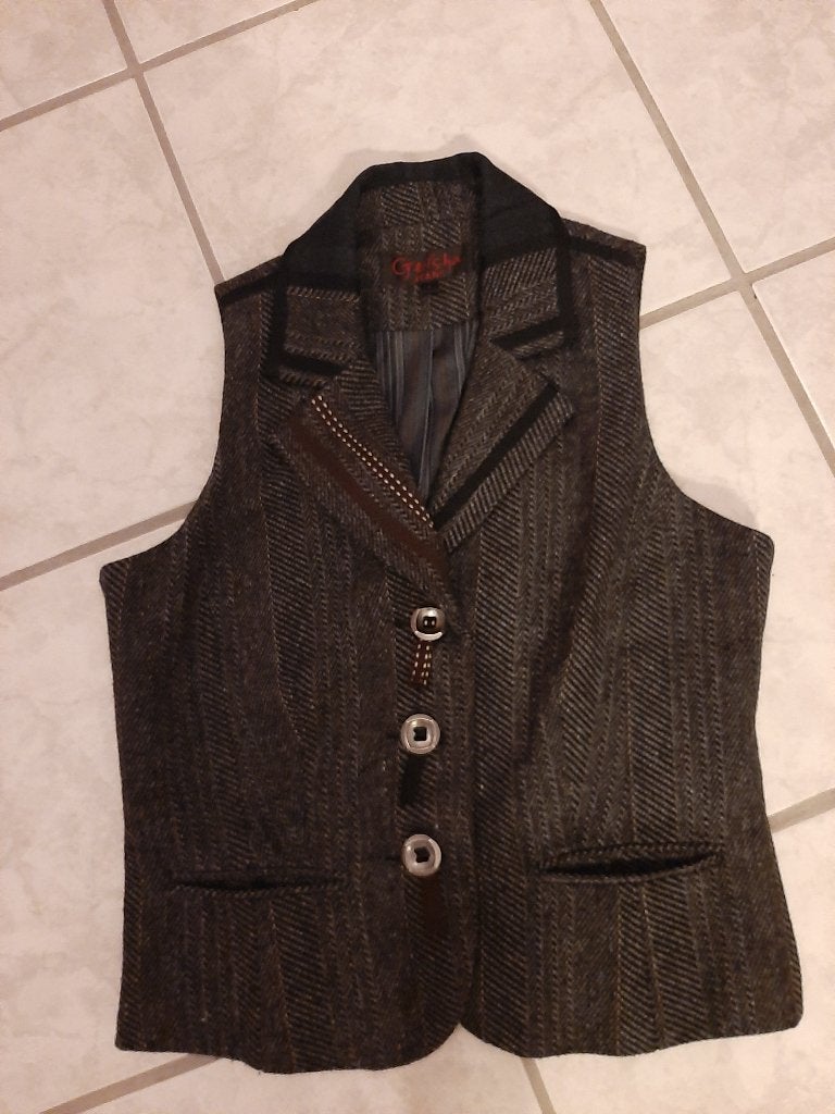 Geisha Jeans Gilet maat L NIEUW eerder s/m bruin/grijs, Maat 38/40 (M), Nieuw, Ophalen of Verzenden, Jasje