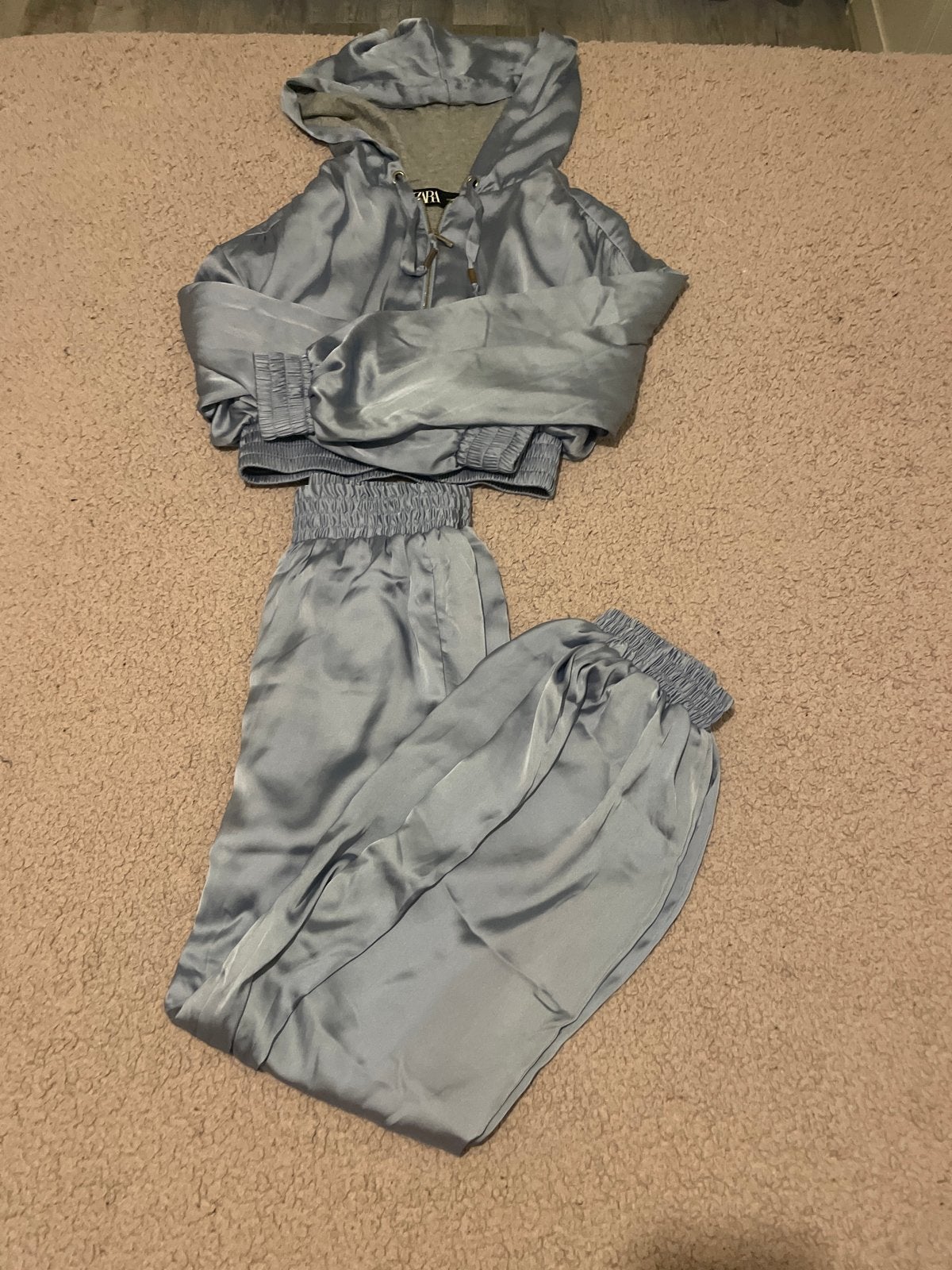 Zara co-ord set satijn XS, Ophalen of Verzenden, Zo goed als nieuw, Maat 34 (XS) of kleiner, Blauw