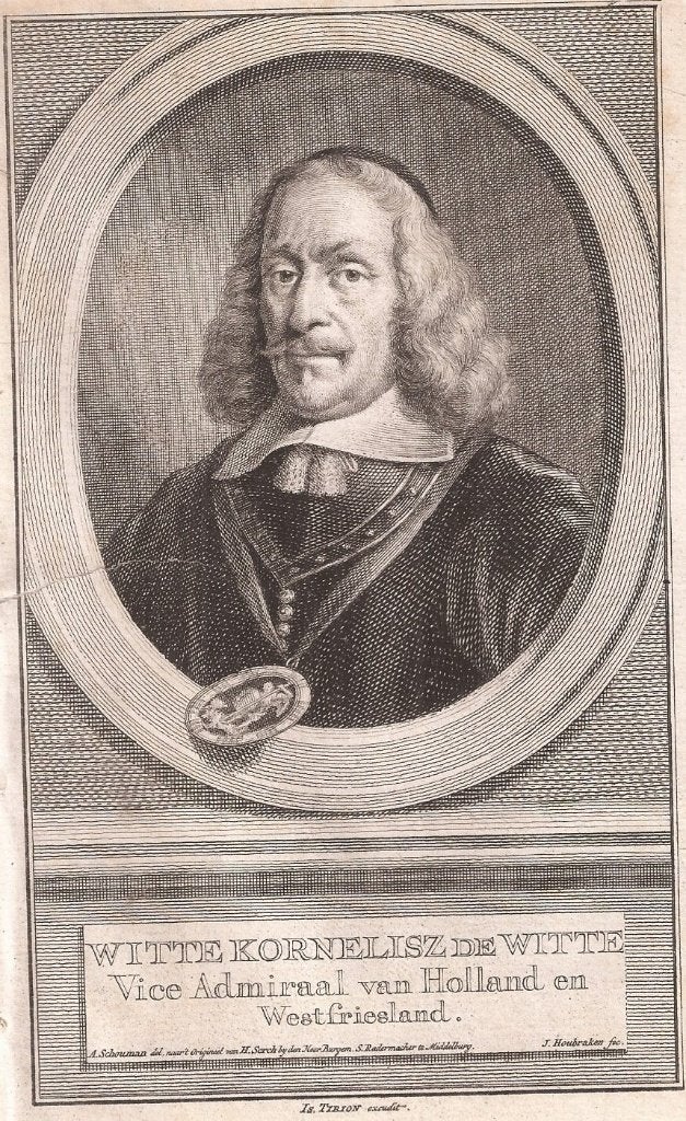 Witte Kornelisz de Witte, Vice-Admiraal Holland West-Friesla, Portret, Ophalen of Verzenden, Gravure, 10 cm