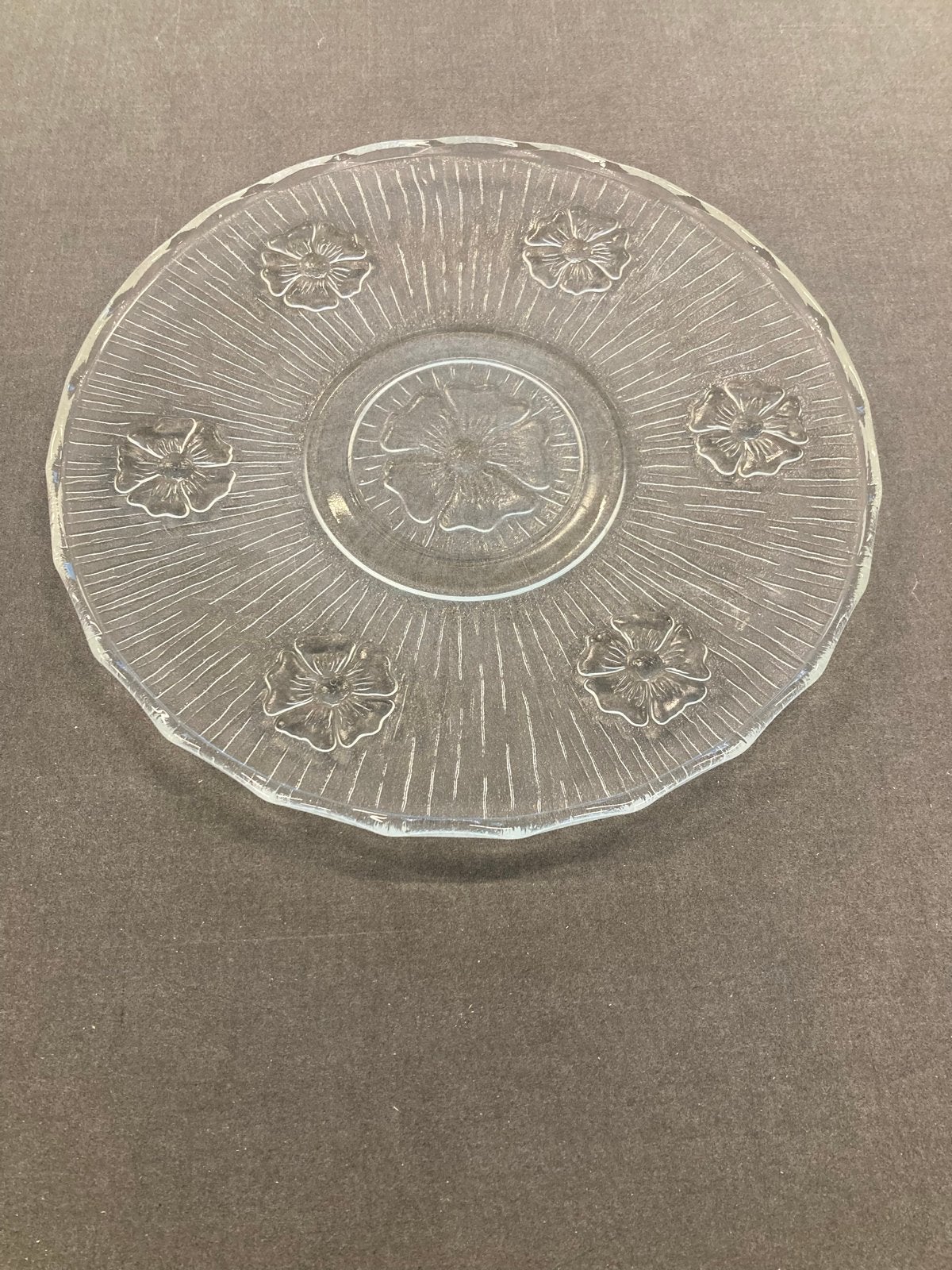 Glazen schaal met bloemmotief - 31 cm diameter, Ophalen