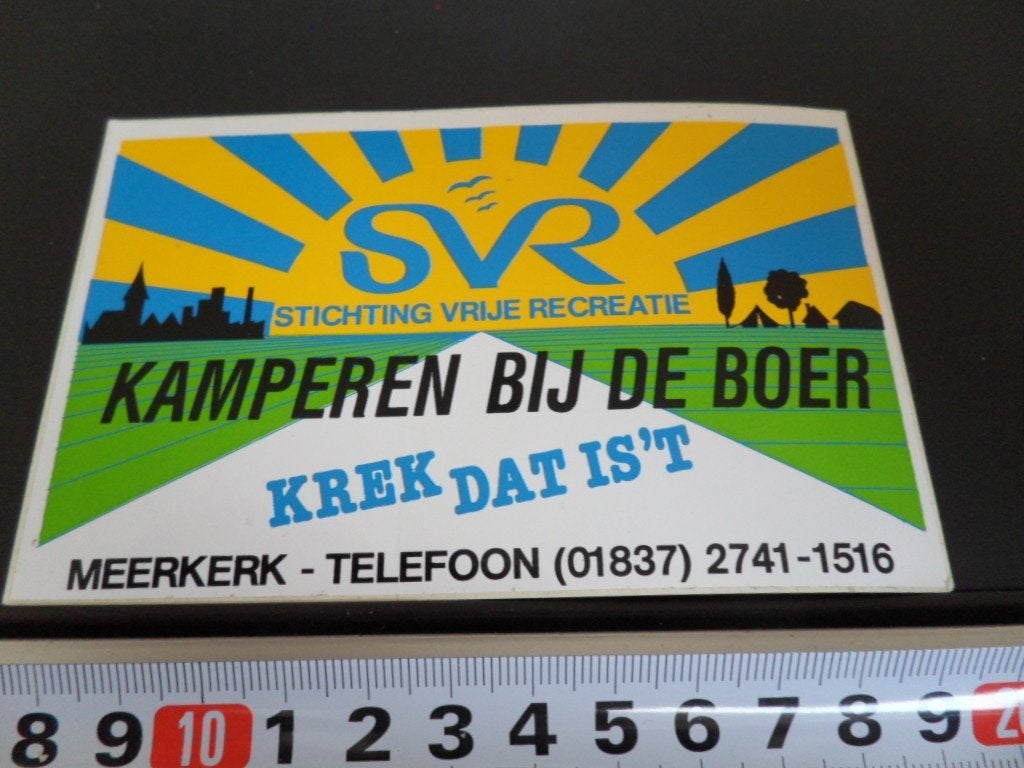 sticker Meerkerk SVR Kamperen bij de boer Krek dat is't *, Verzamelen, Stickers, Ophalen, Zo goed als nieuw