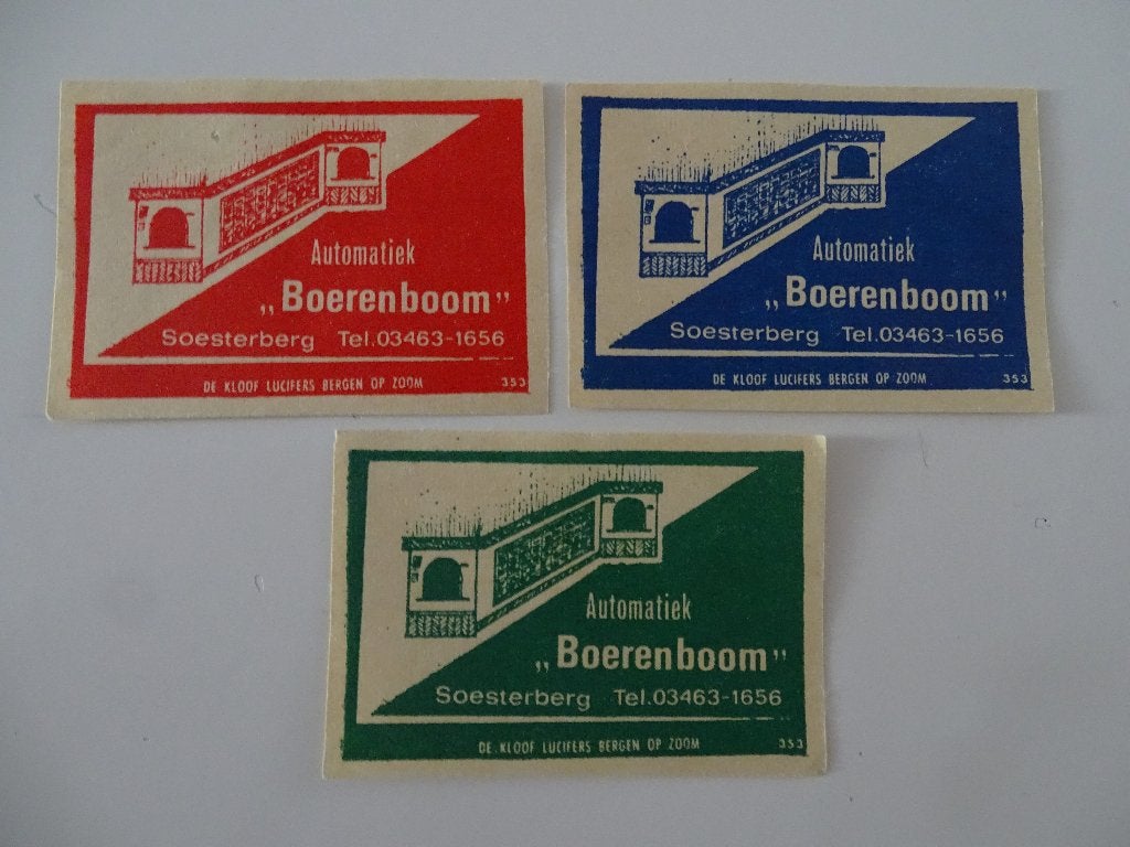 Automatiek   BOERENBOOM    SOESTERBERG, Verzenden, Luciferdoosjes of -merken