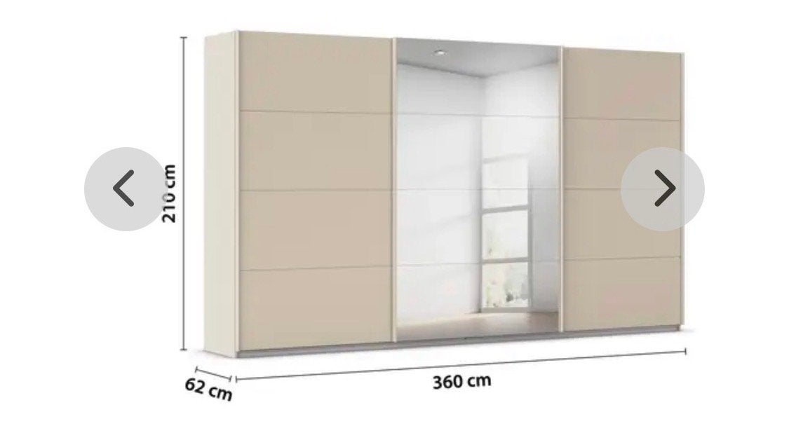 Zweefdeurkast 360 cm – Nieuwstaat, Huis en Inrichting, Kasten | Kledingkasten, Ophalen, 200 cm of meer, 25 tot 50 cm, Glas