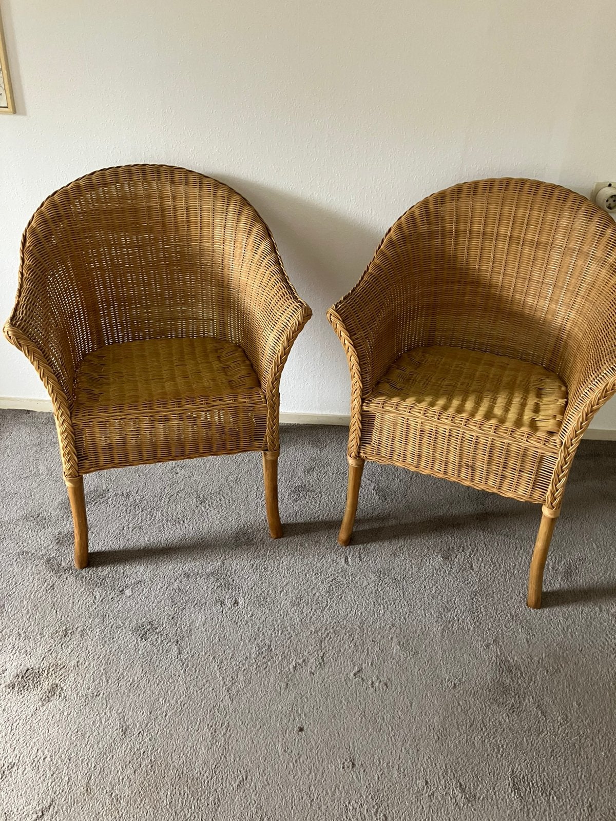 2 rotan rieten stoelen stoeltjes stoel, Twee, Bruin, Riet of Rotan, Ophalen of Verzenden