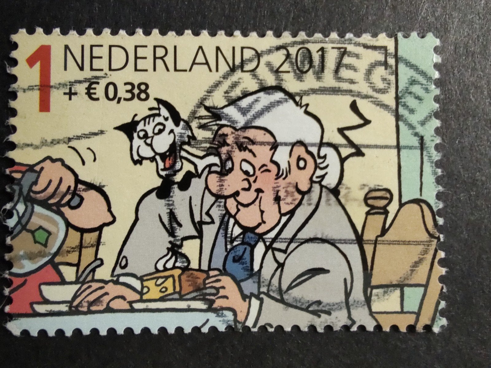 3586c opa en kat 2017 kinderzegel, Verzenden
