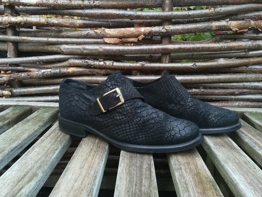 Sacha Monk Schoenen Leer Zwart maat 38, Zwart, Overige typen, Ophalen of Verzenden, Zo goed als nieuw