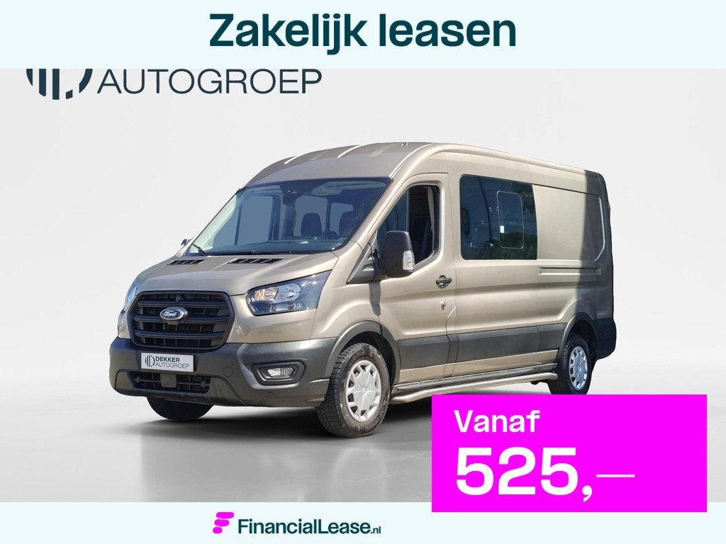 Ford Transit 350 2.0 TDCI L3H2 DC Trend 6 ZITPLAATSEN | LAT, Voorwielaandrijving, Stof, Euro 6, 129 pk