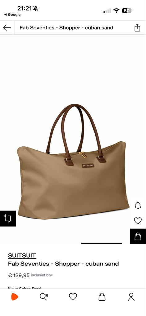 SUITSUIT Fab Seventies Shopper - Cuban Sand, Ophalen of Verzenden, Zo goed als nieuw, Beige, Shopper