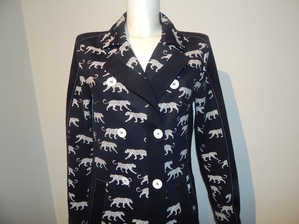 Marccain langere jas soft shell zwart wit panter print 38, Maat 38/40 (M), Verzenden, Zwart, Zo goed als nieuw