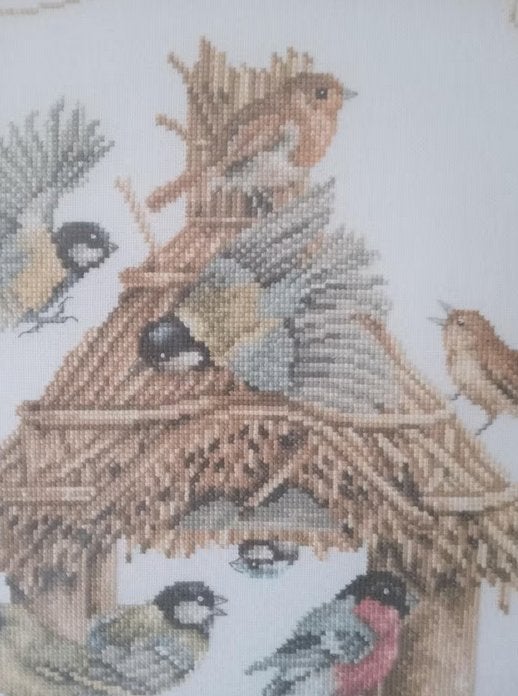 Marjolein Bastin geborduurd beeld met vogels, Oosterveldweg 15, 7274 DZ, Verzenden, Overige typen, Zo goed als nieuw