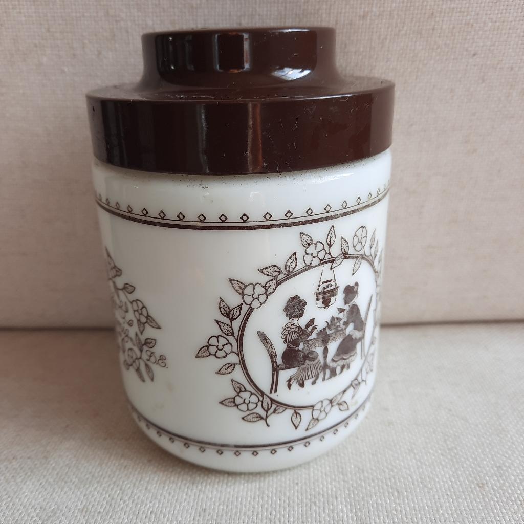 Douwe Egberts voorraadpot Licht & Romig wit / bruin - retro, Overige typen, Ophalen of Verzenden, Wit, Overige merken