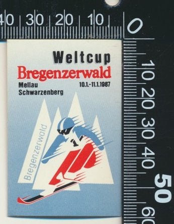Sticker: Weltcup Bregenzerwald 1987, Ophalen of Verzenden, Zo goed als nieuw, Sport