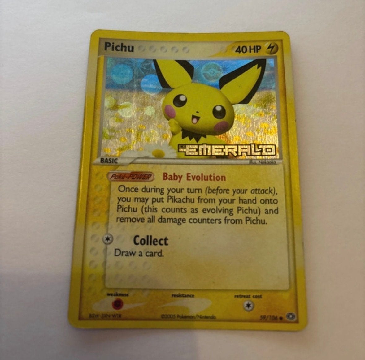 Pichu Pokemon Kaart - Emerald Set (Foil), Ophalen of Verzenden, Gebruikt, Losse kaart, Foil