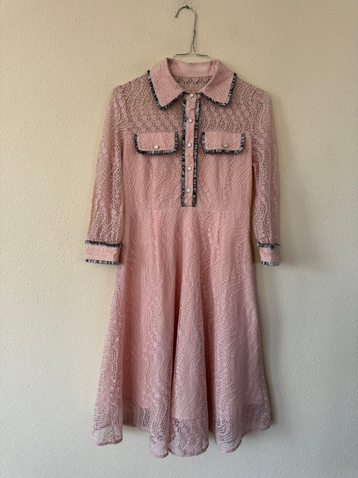 Vintage lichtroze jurk - jurkje - 34/XS, Hgv, Hgv, Ophalen of Verzenden, Roze