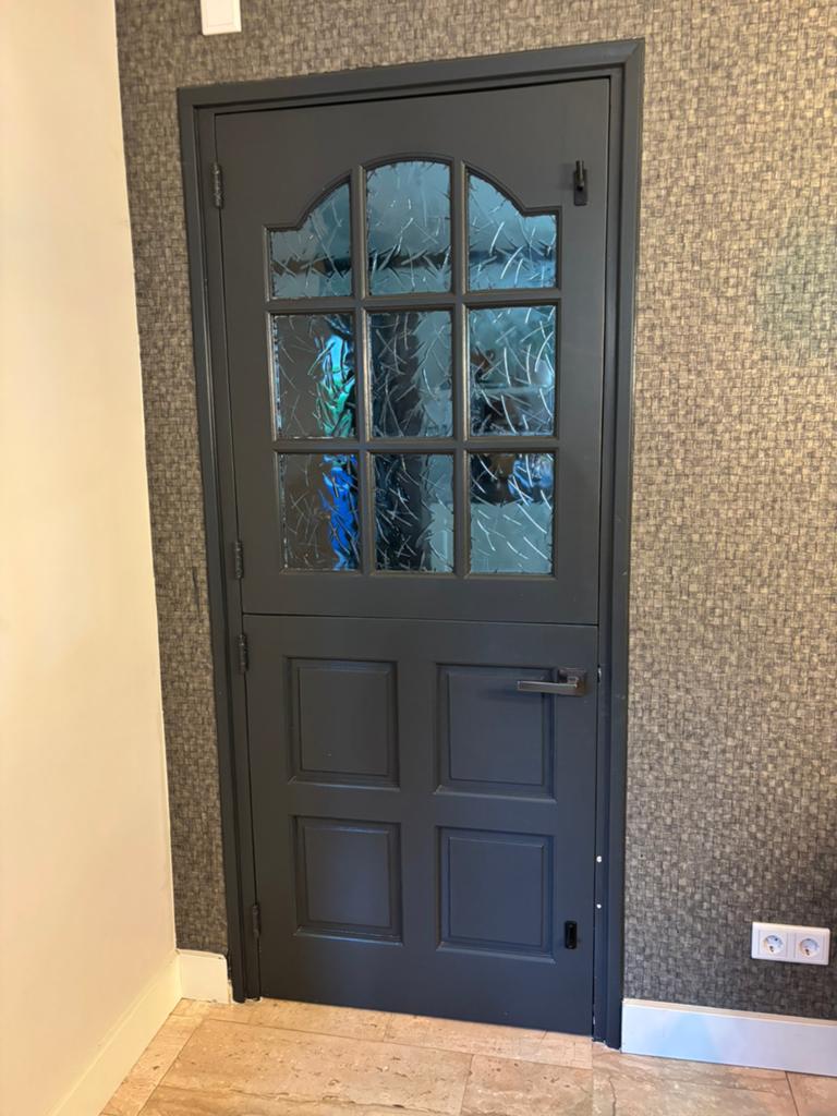 Houten stompe binnendeur met staldeur look, Doe-het-zelf en Verbouw, Deuren en Horren, Ophalen, Gebruikt, Minder dan 80 cm, Binnendeur