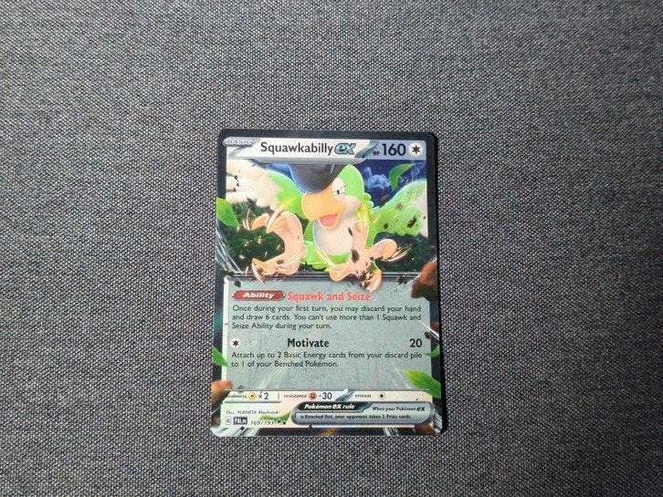 Squawkabilly ex 169/193 Pokémon kaart, Ophalen of Verzenden, Zo goed als nieuw, Losse kaart, Foil