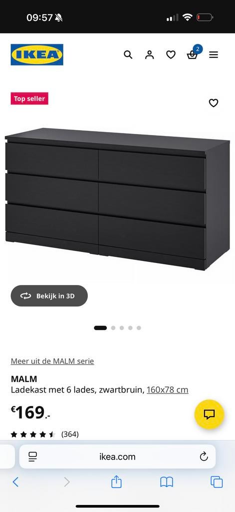 Malm ladekast goede staat, Ophalen, 5 laden of meer, 50 tot 100 cm, Zo goed als nieuw