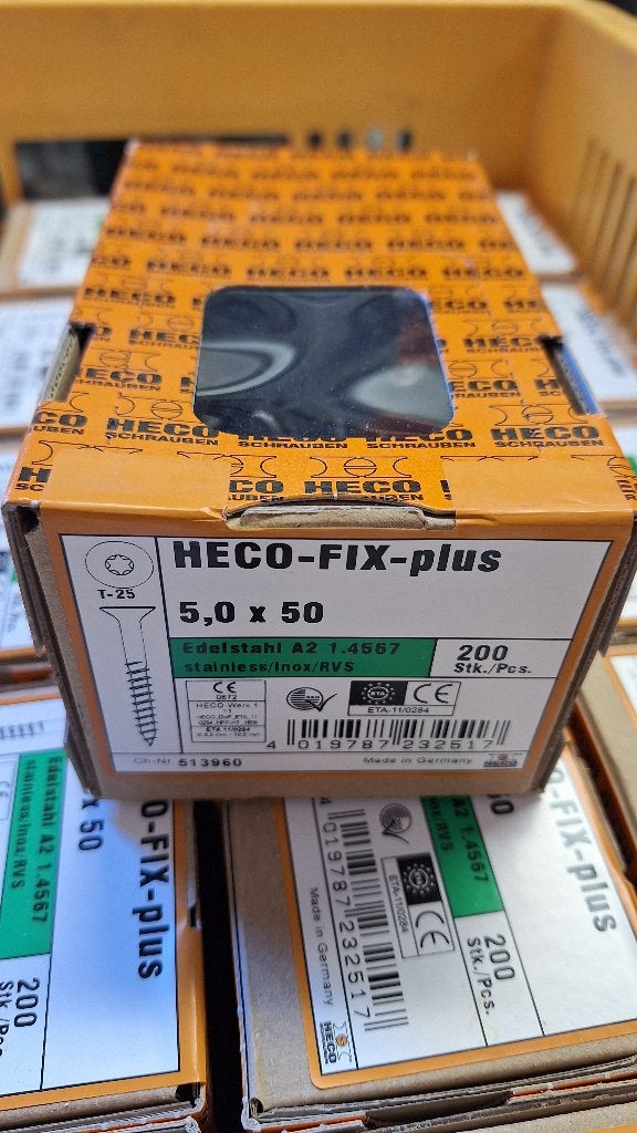 Grote Partij HECO 5,0x50 RVS Schroeven! 5,0 x 50mm, Overige materialen, ., Nieuw, Ophalen of Verzenden