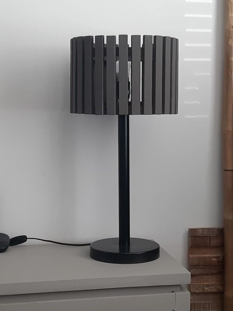 design tafellamp hout., Huis en Inrichting, Ophalen, Gebruikt, Met kap, E27 (groot)