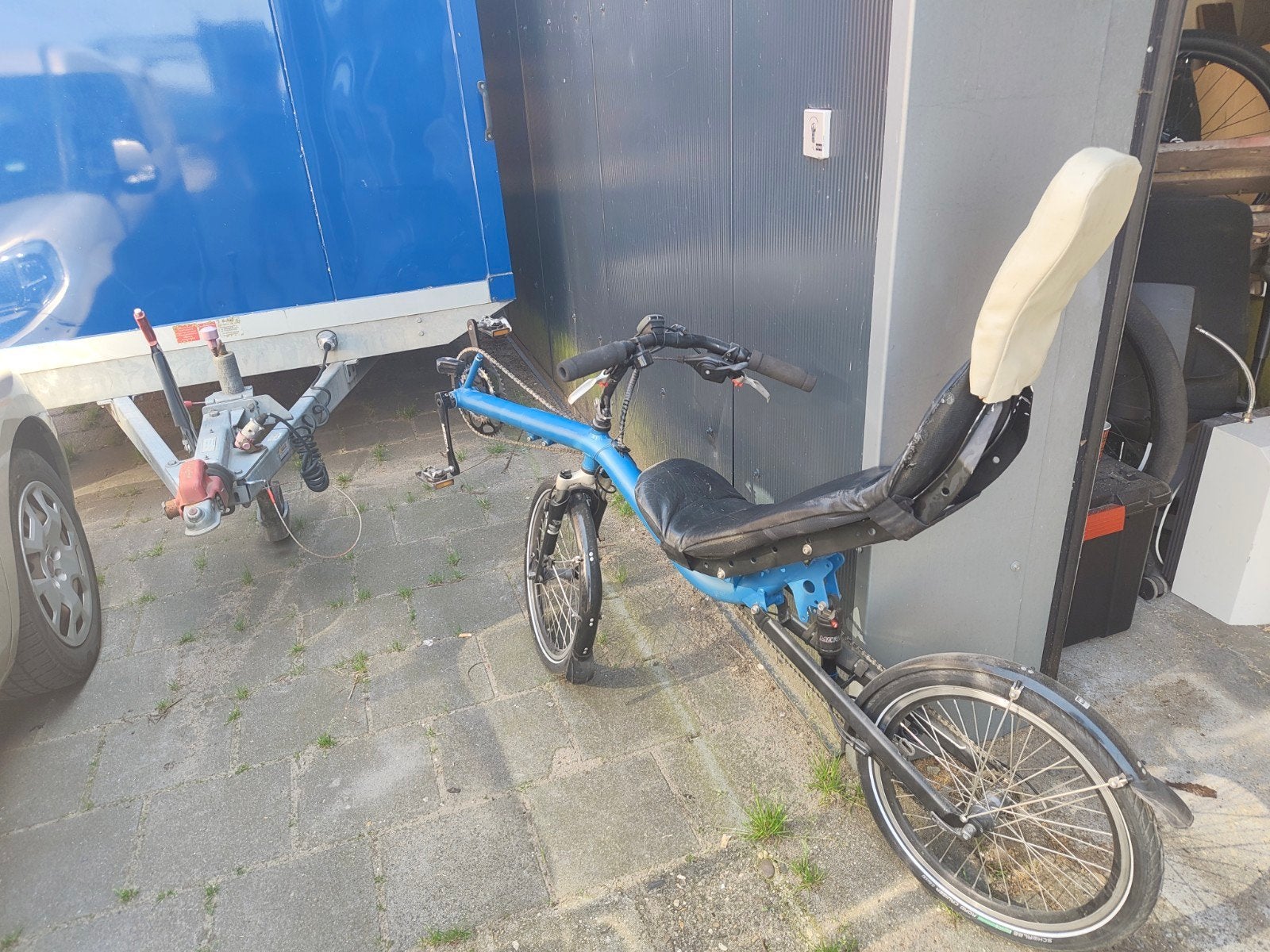 Challenge Mistral ligfiets blauw, vering, rijdt heerlijk, Fietsen en Brommers, Velgrem, Ophalen of Verzenden, Bovenstuur, Sinner