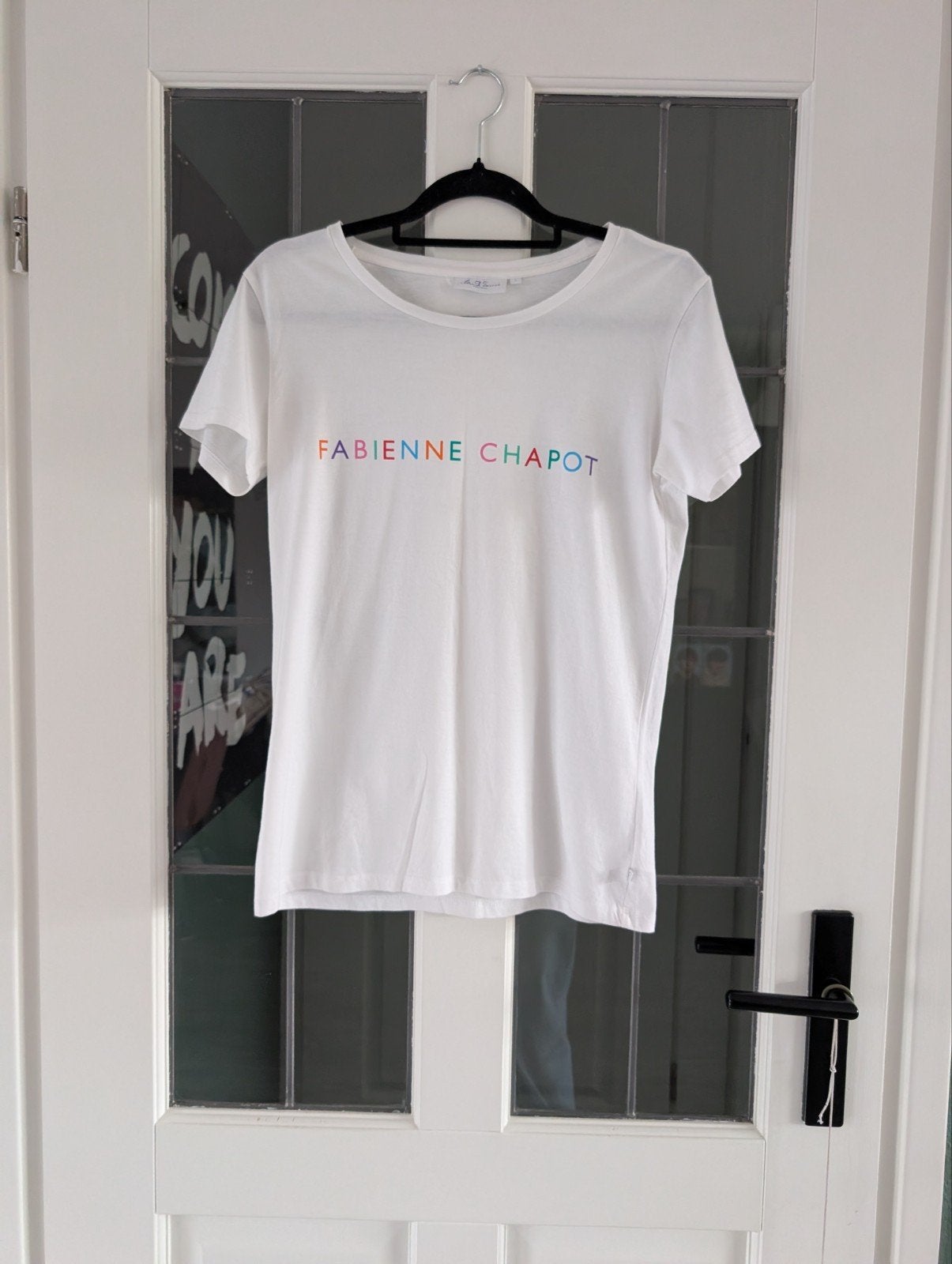 Fabienne Chapot T-shirt wit met gekleurd logo, Wit, Ophalen of Verzenden, Zo goed als nieuw, Maat 36 (S)