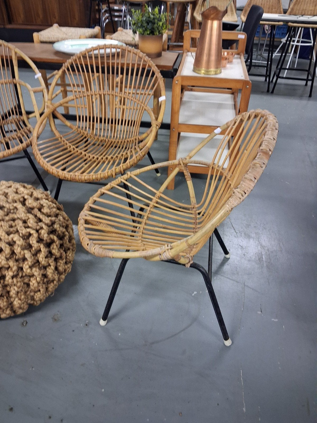 4 Rohe Noordwolde bamboe stoeltjes, Huis en Inrichting, Ophalen, Gebruikt, Minder dan 75 cm, Metaal